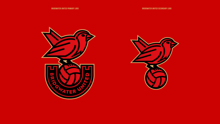 New Bridgwater United primary and secondary logo design by Chris Payne red